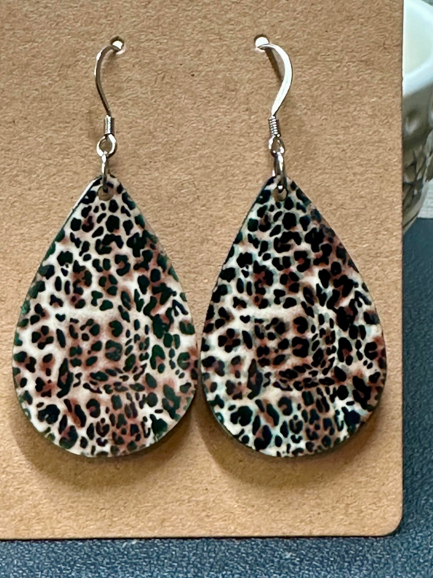 Brown/Black Leopard Teardrop Earrings