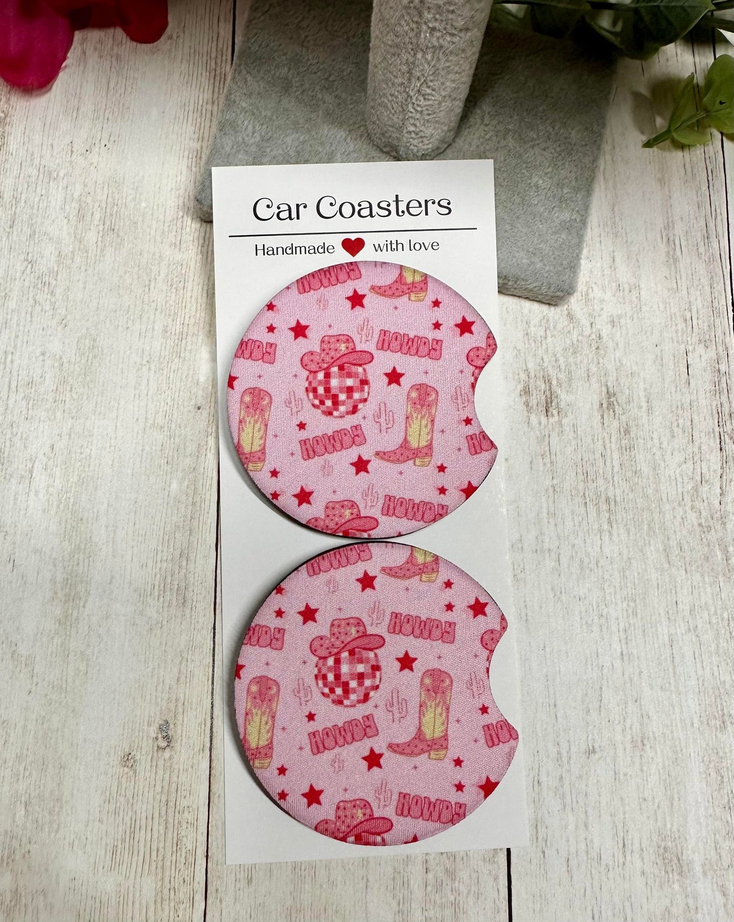 Pink Western Car Coaster