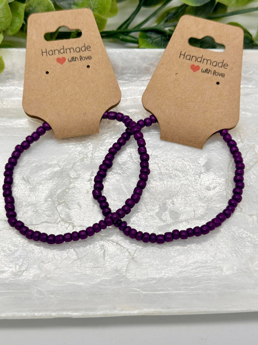 Eggplant Seed Bead Stretch Bracelet