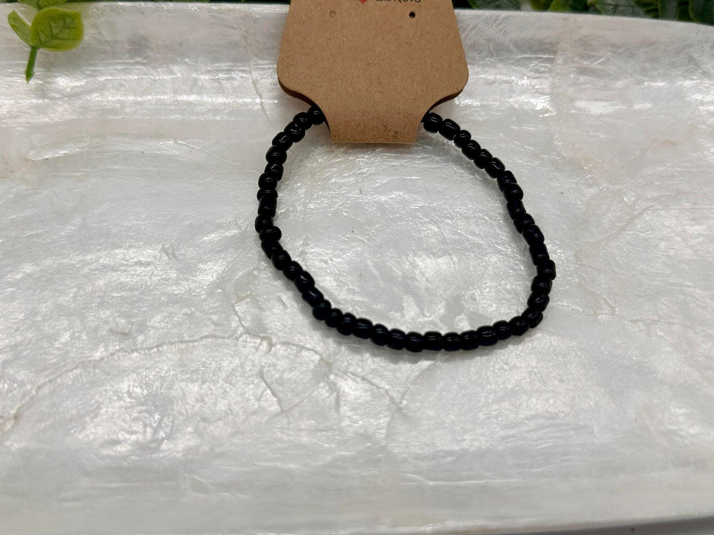 Black Seed Bead Stretch Bracelet