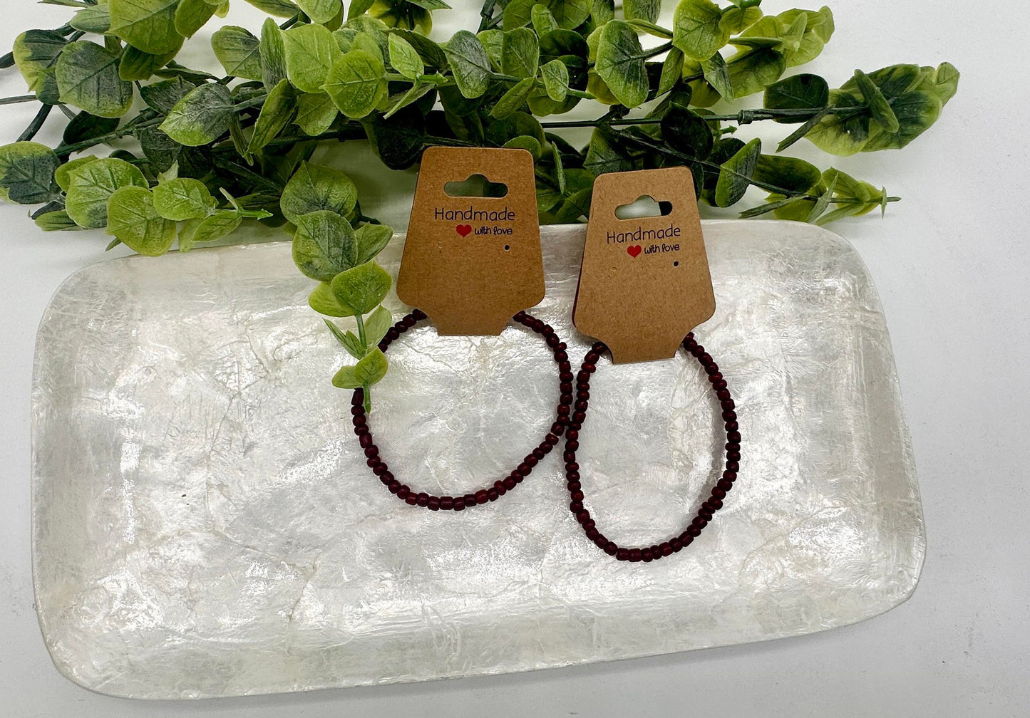 Deep Burgundy Seed Bead Stretch Bracelet