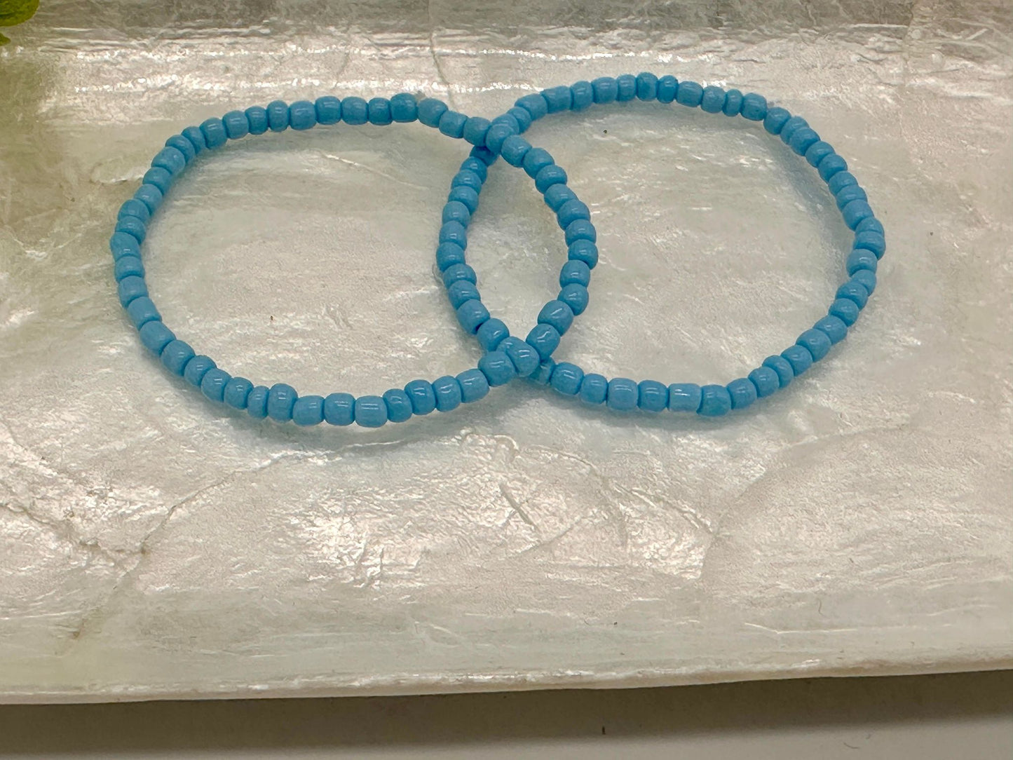 Light Blue Seed Bead Stretch Bracelet