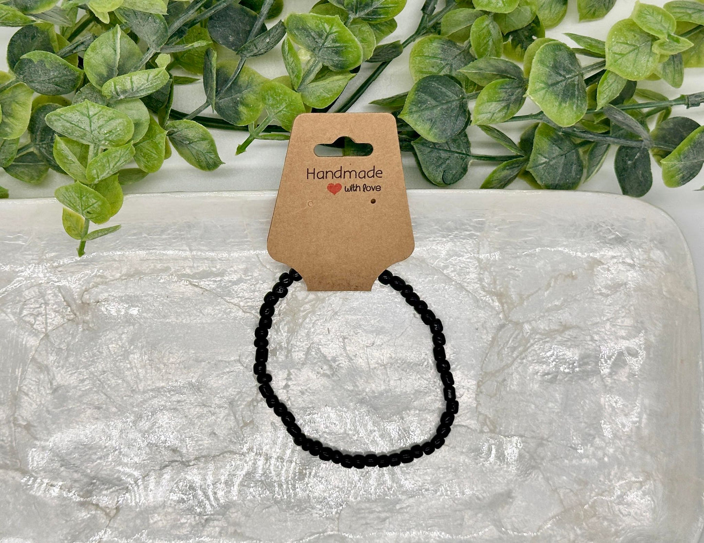 Black Seed Bead Stretch Bracelet