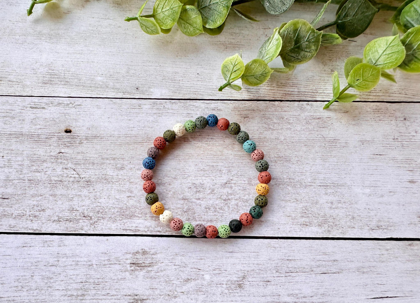 Colored Lava Beaded Stretch Bracelet