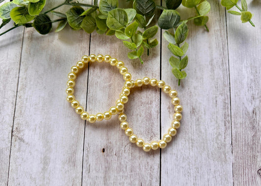Light Yellow Glass Pearl Stretch Bracelet