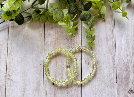 Light Yellow/Clear Glass Beaded Stretch Bracelet