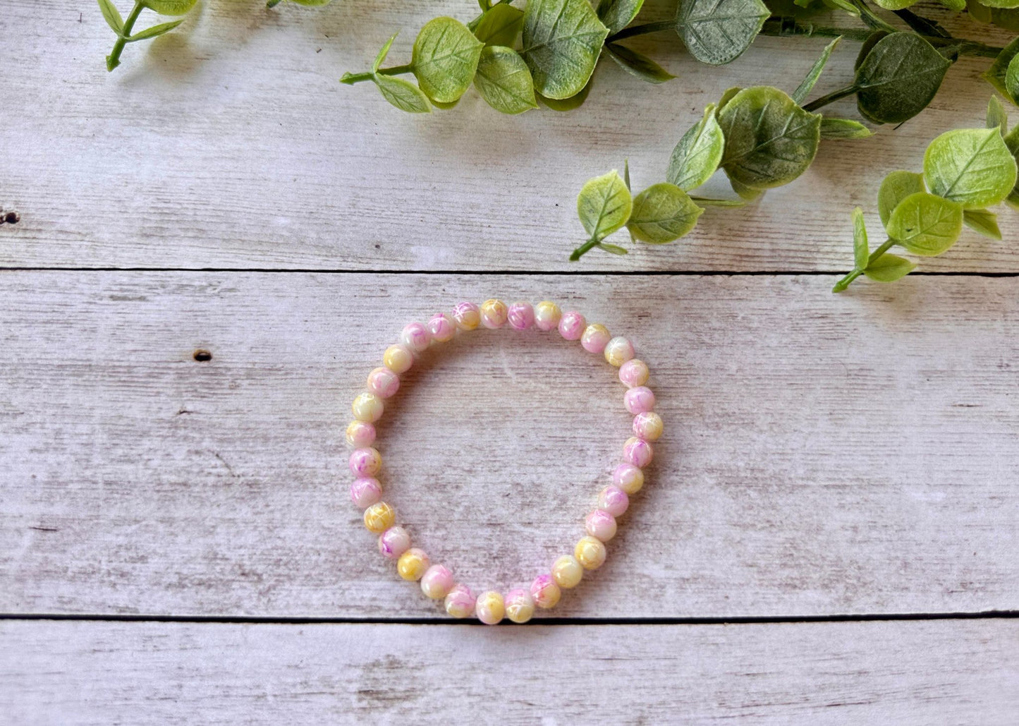 Purple & Yellow Crackle Stretch Bracelet