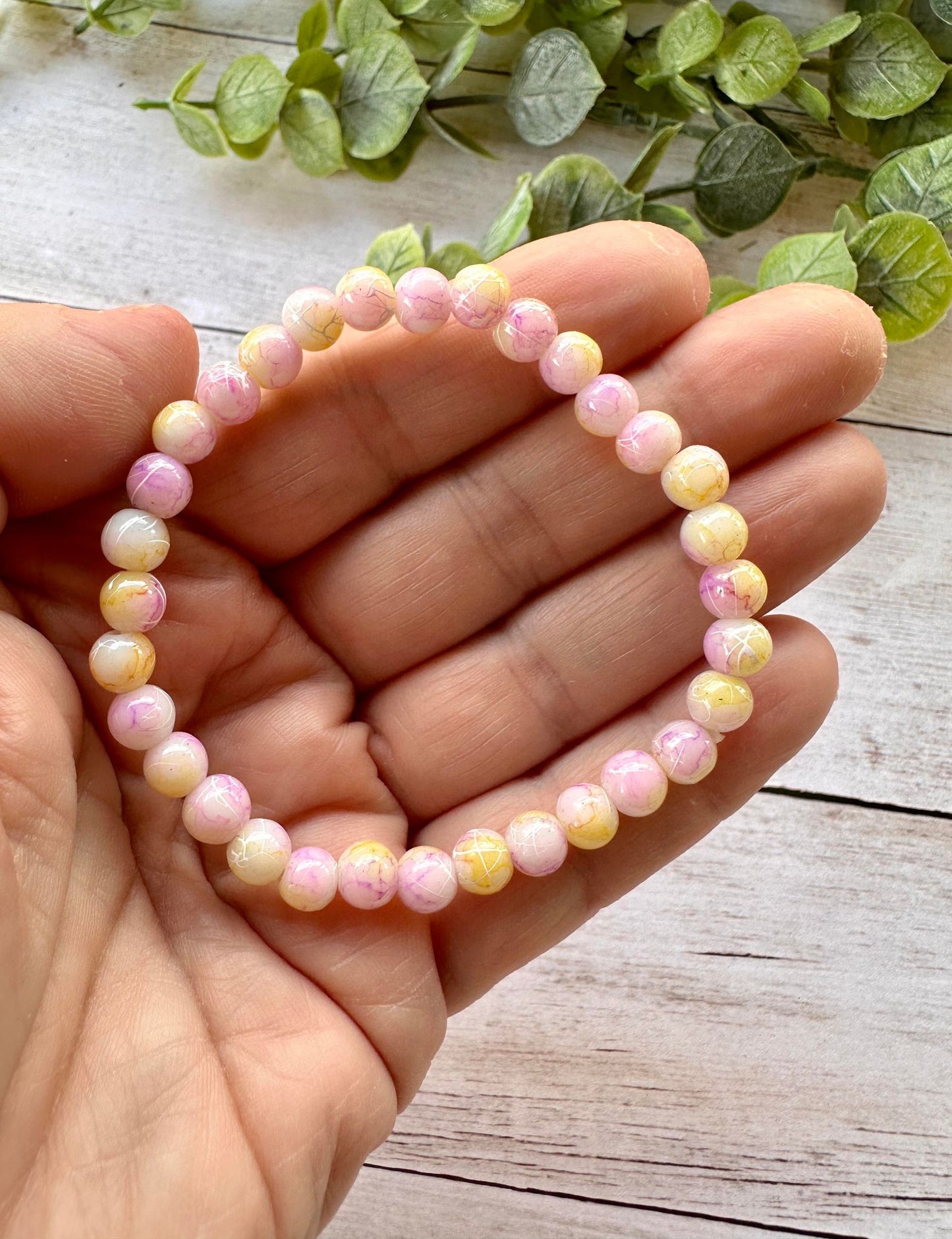 Purple & Yellow Crackle Stretch Bracelet