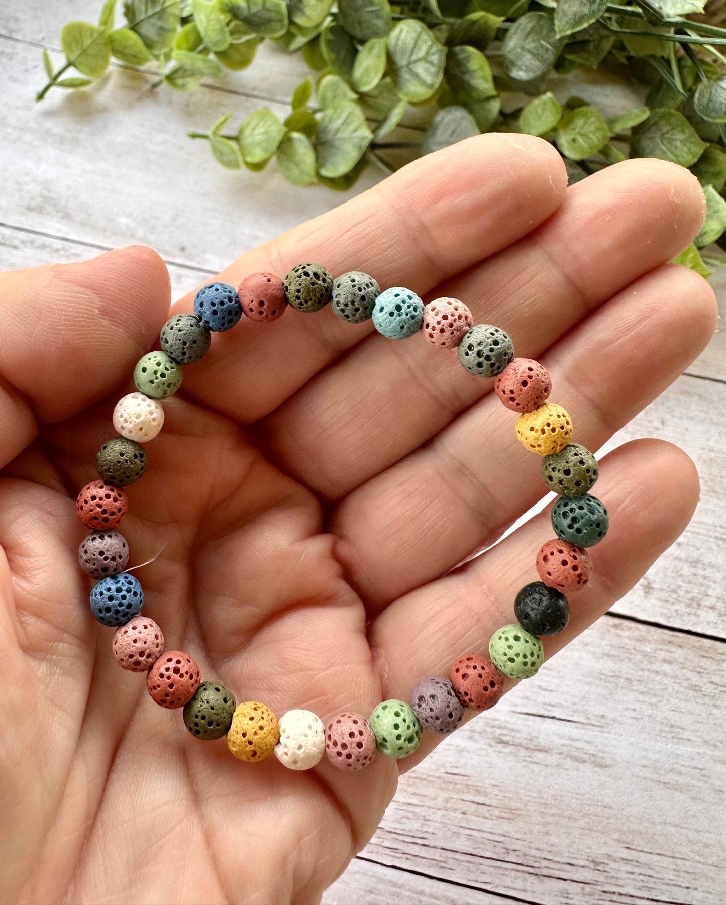 Colored Lava Beaded Stretch Bracelet
