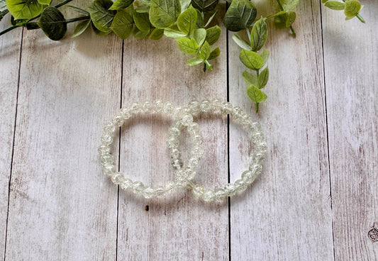 Clear Glass Beaded Stretch Bracelet