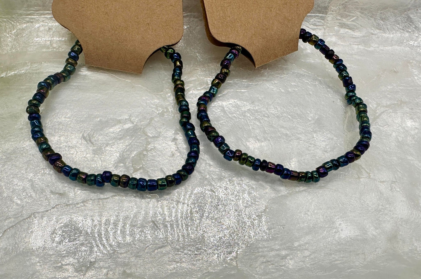 Black Iridescent Seed Bead Stretch Bracelet