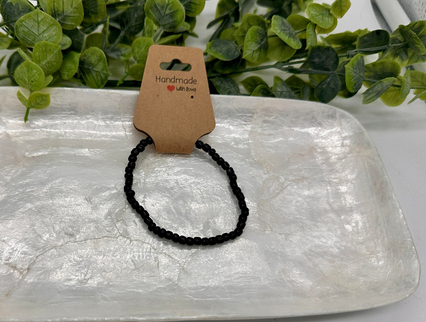 Black Seed Bead Stretch Bracelet