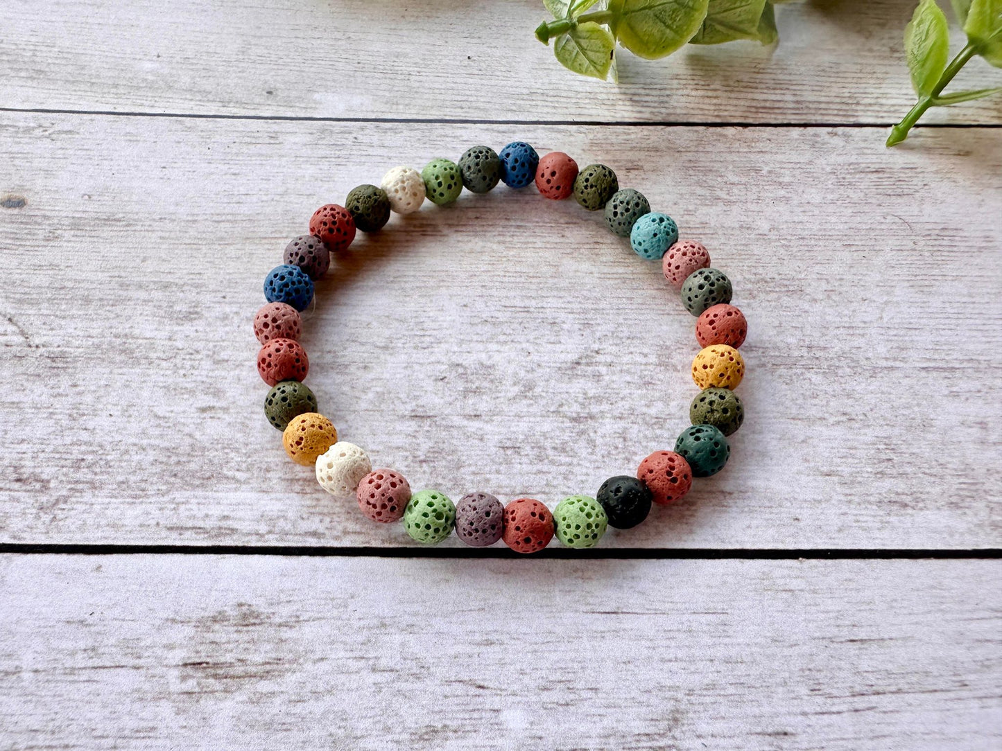 Colored Lava Beaded Stretch Bracelet
