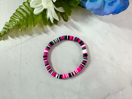 Hot Pink Love Heishi Stretch Bracelet