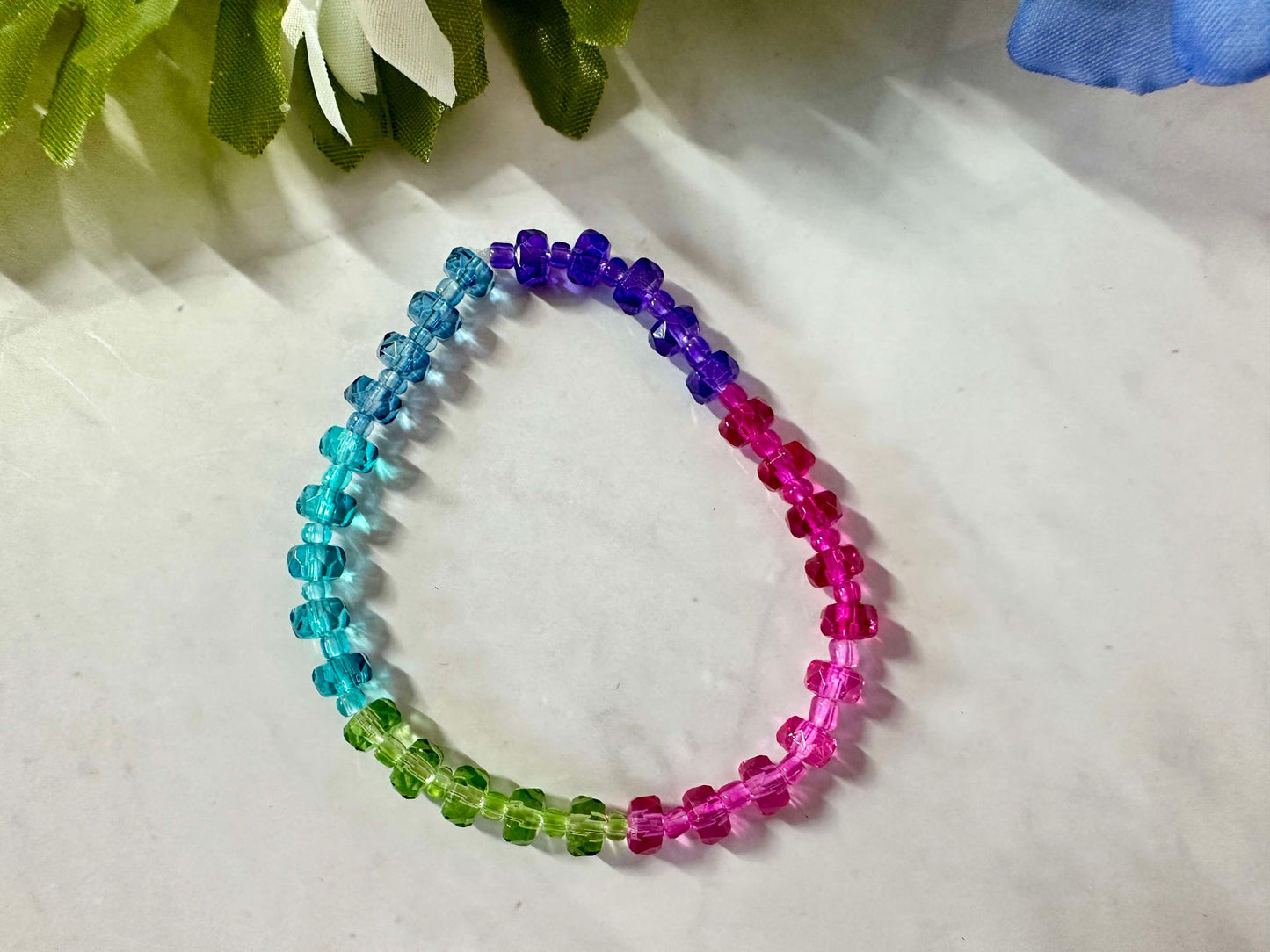 Rainbow Faceted Stretch Bracelet