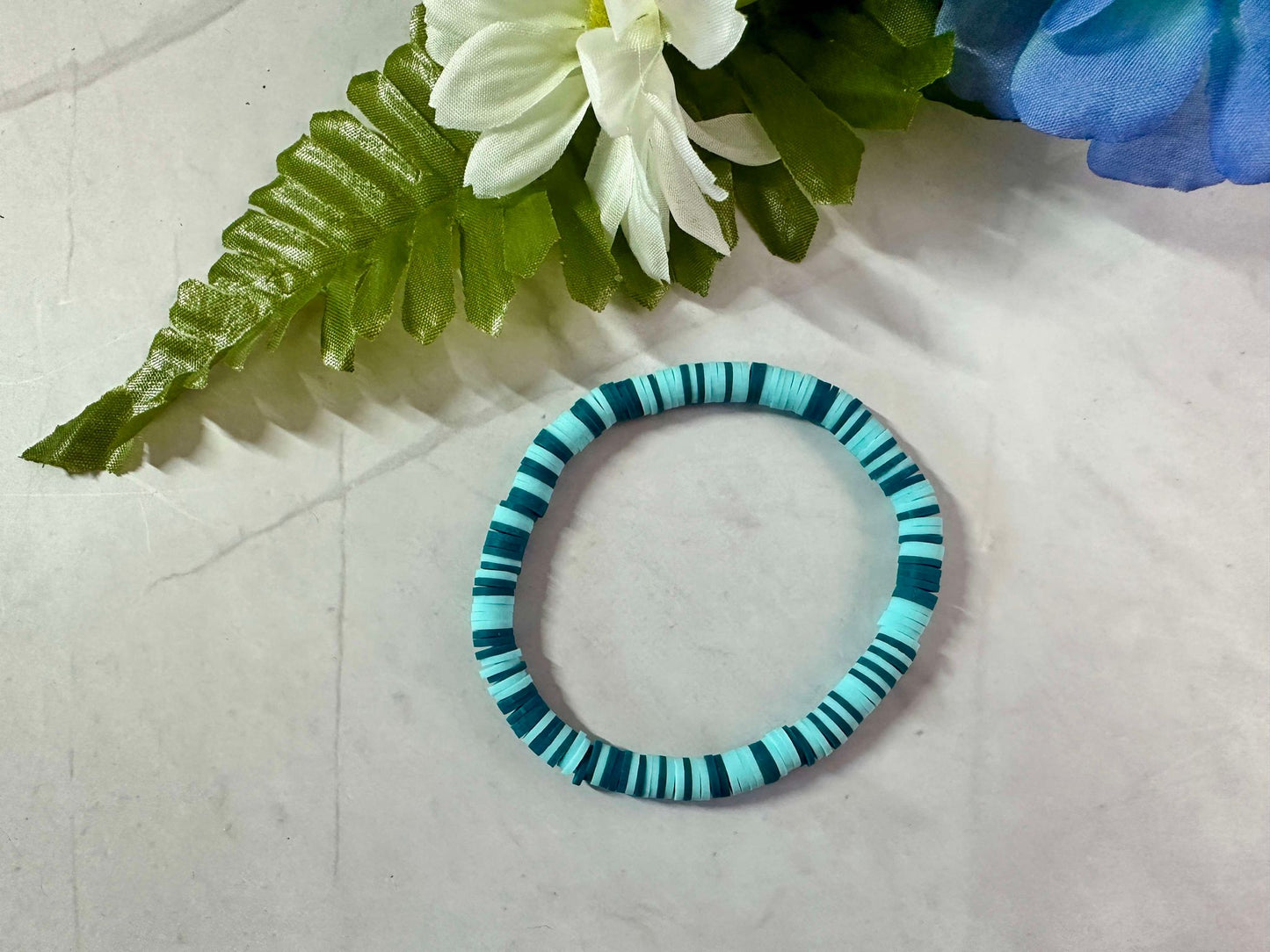 Mixed Turquoise Heishi Stretch Bracelet