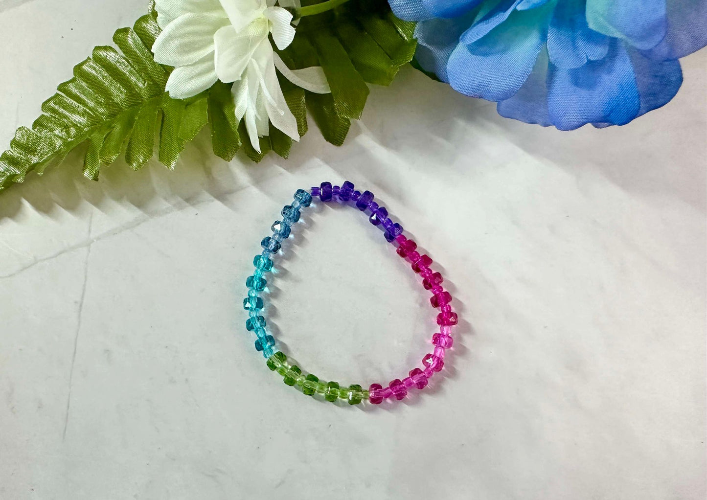Rainbow Faceted Stretch Bracelet