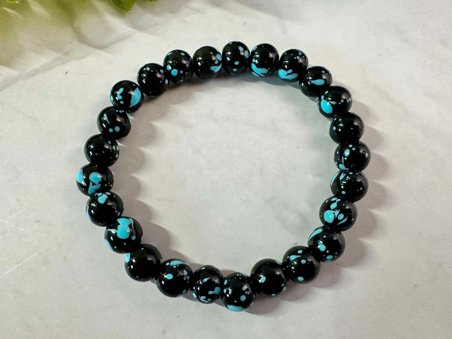 Black & Blue Marble Stretch Bracelet