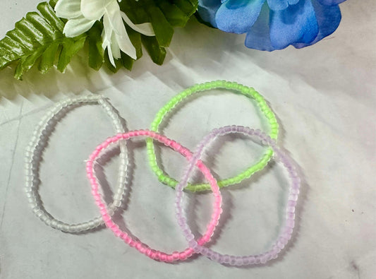 Glow In The Dark Seed Bead Stretch Bracelet