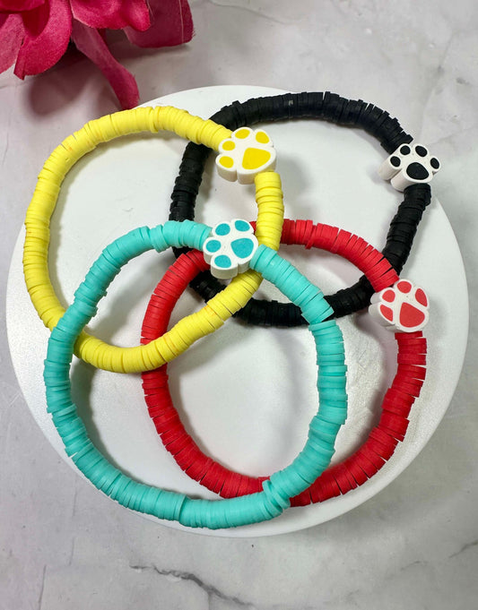 Colored Dog Paw Heishi Bracelet