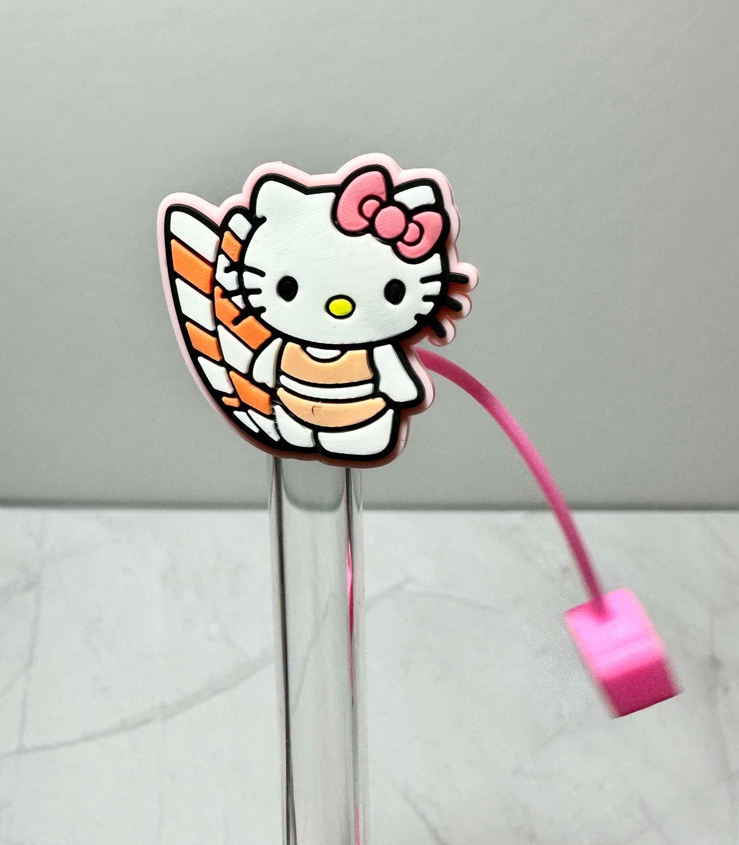 Cute Pink Kitty Straw Toppers (Larger)