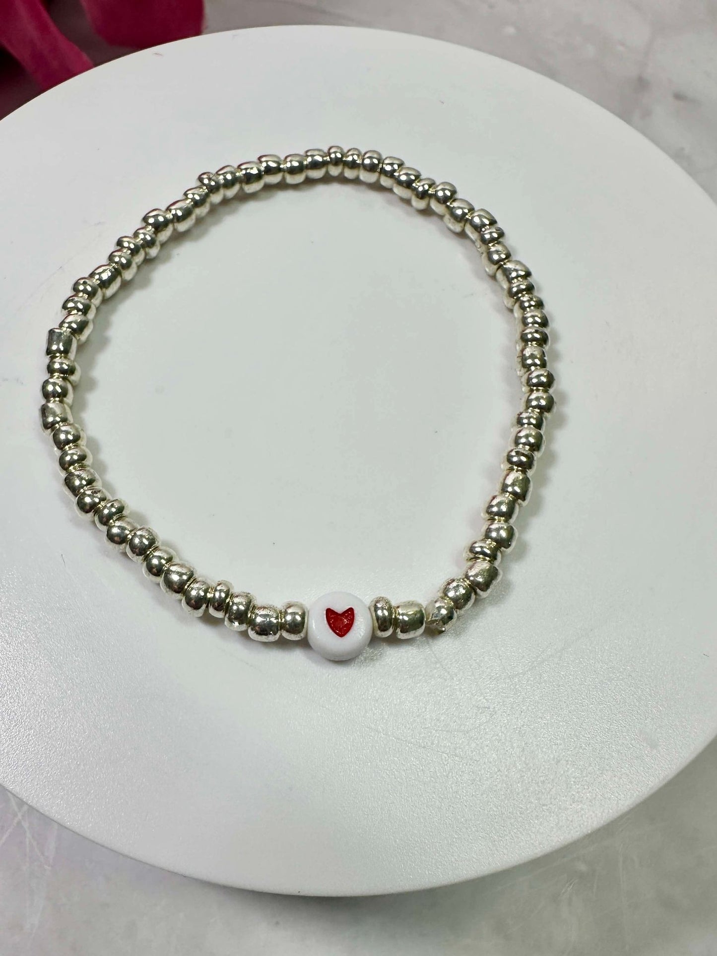 Seed Bead Bracelets With Heart Accent