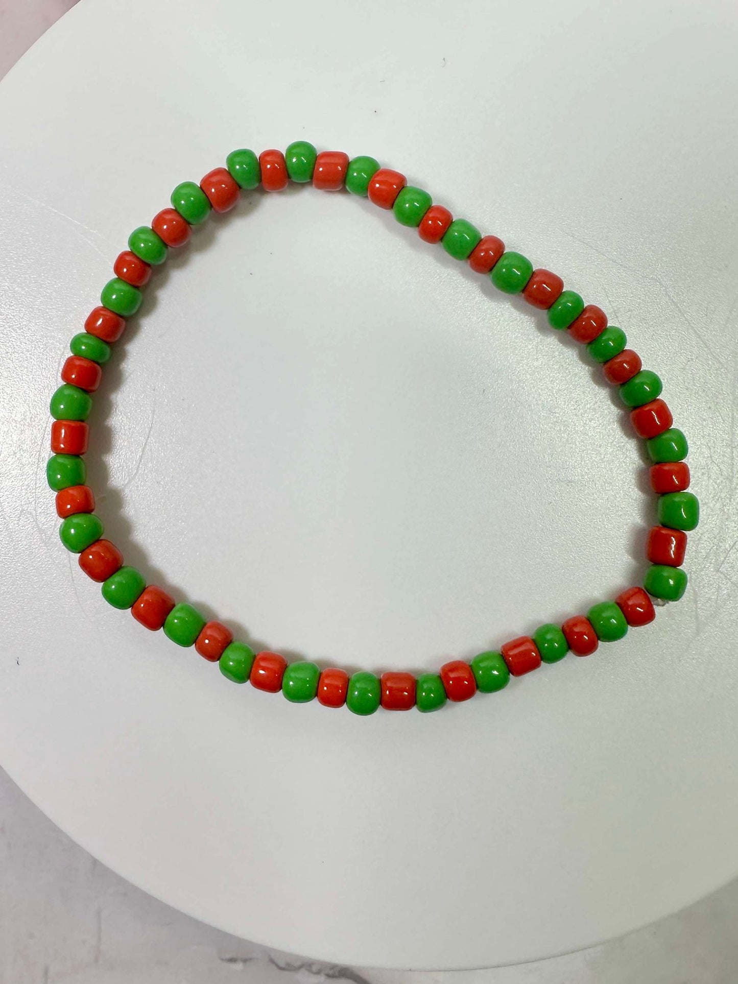 Red & Green Christmas Seed Bead Bracelet