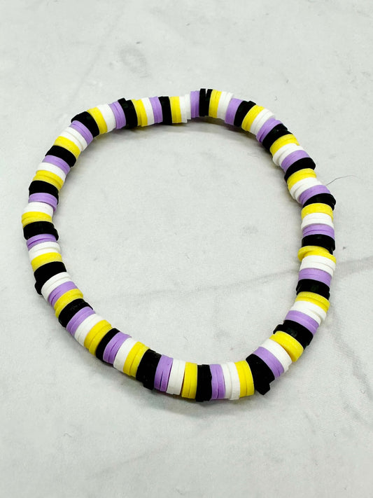 Non Binary Clay Beaded Stretch Bracelet