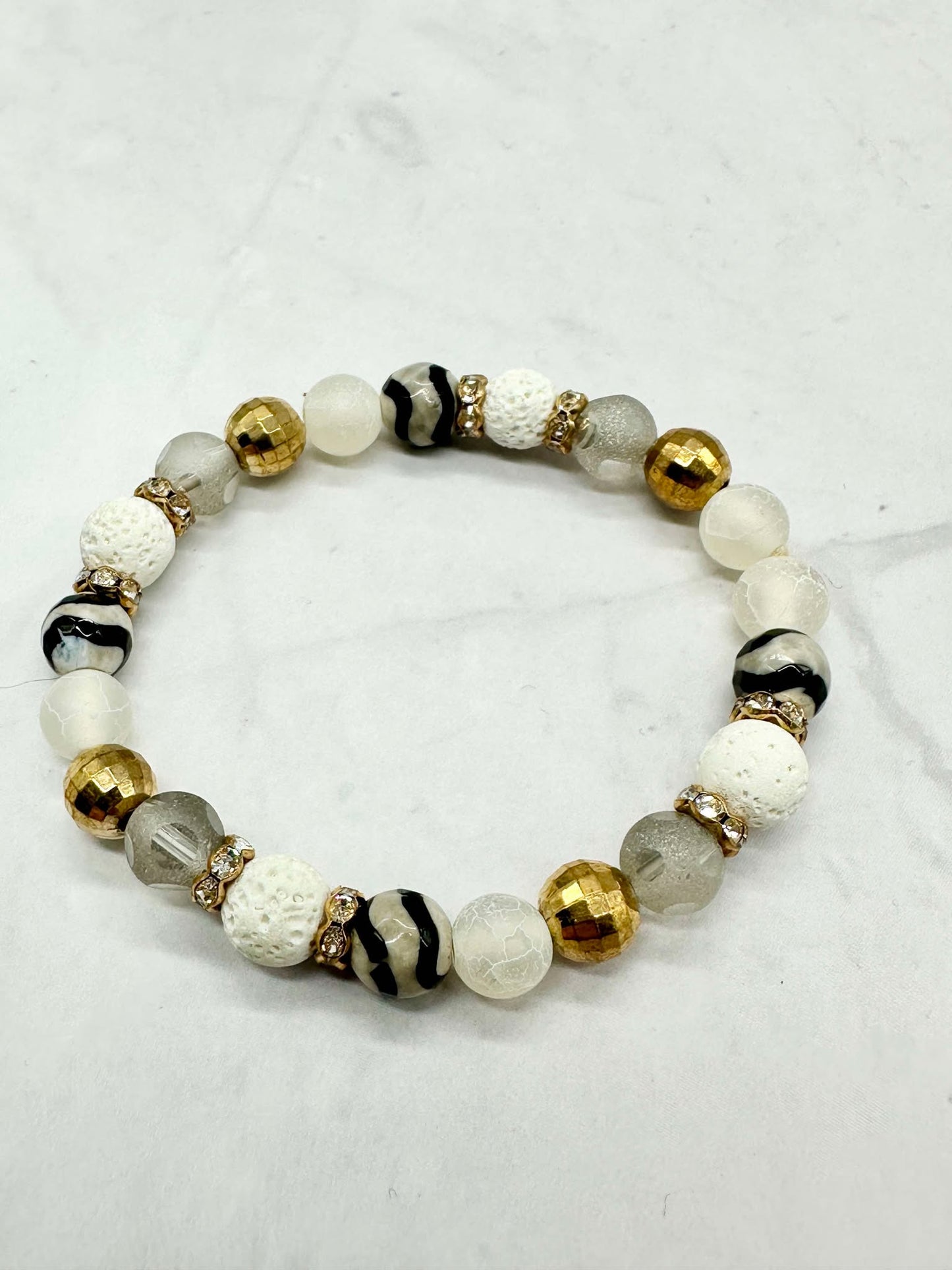 White Beaded Stretch Bracelet