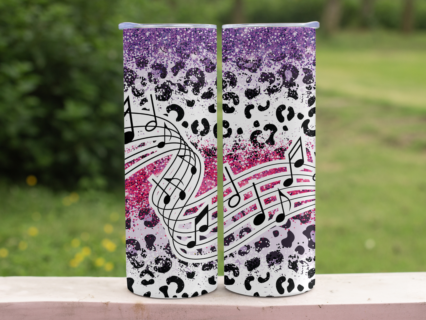 Music Notes & Faux Glitter 20oz Tumbler