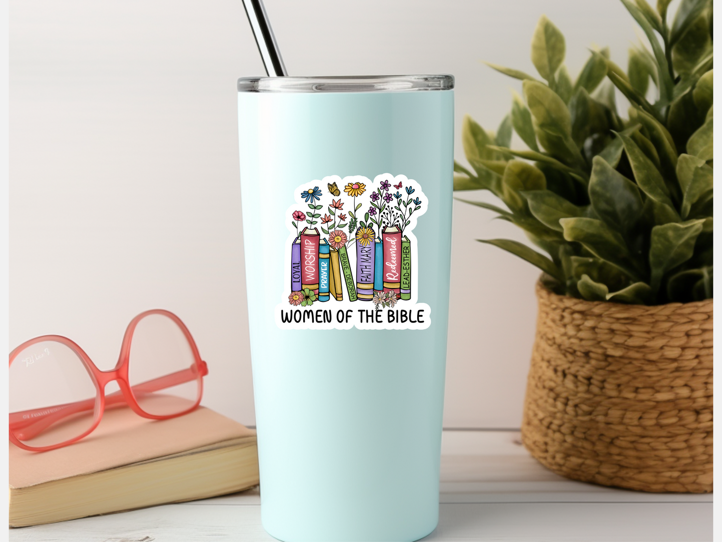 Women Of The Bible Flower and Book Sticker