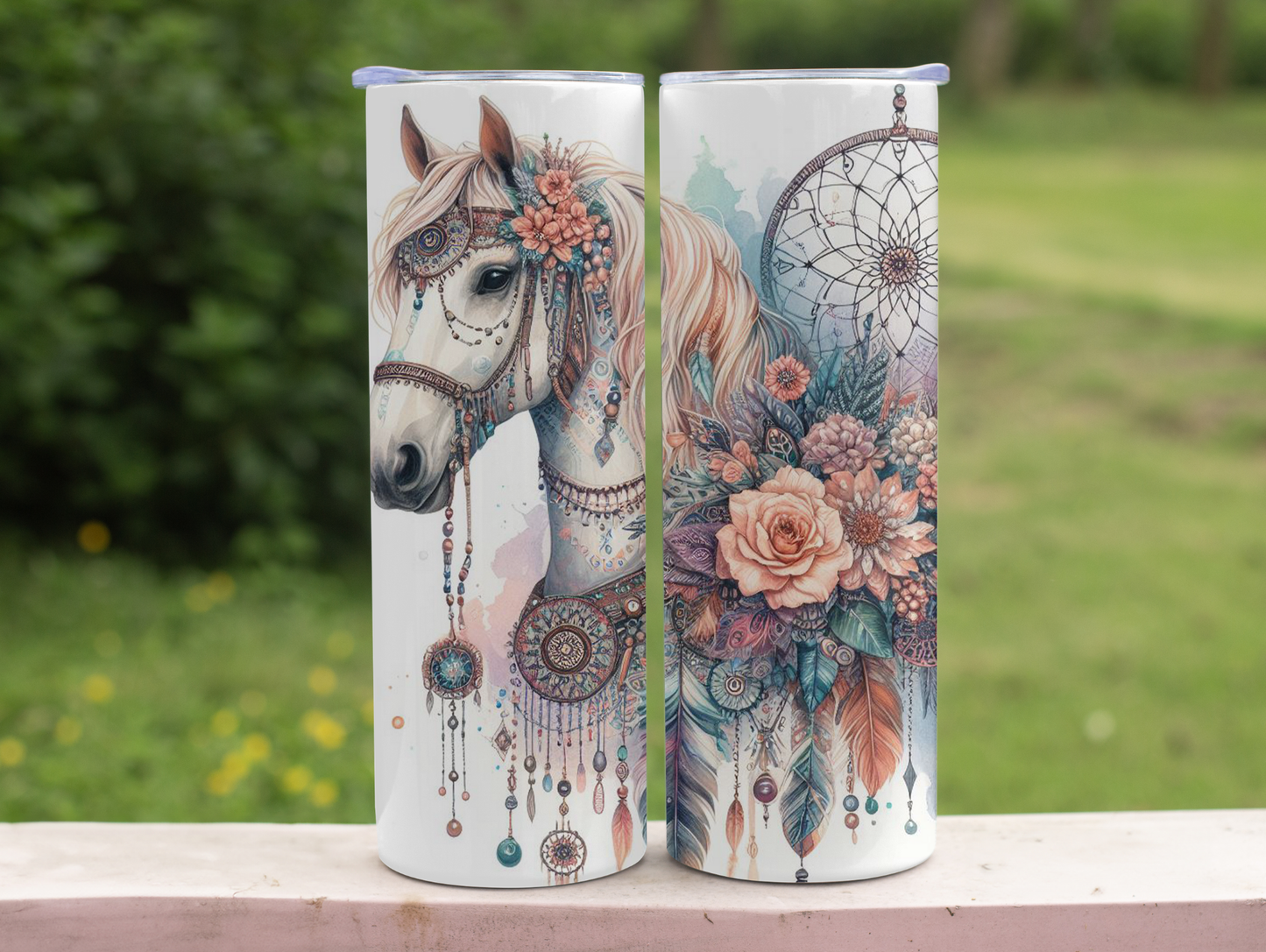 White Horse & Dream Catcher 20oz Tumbler