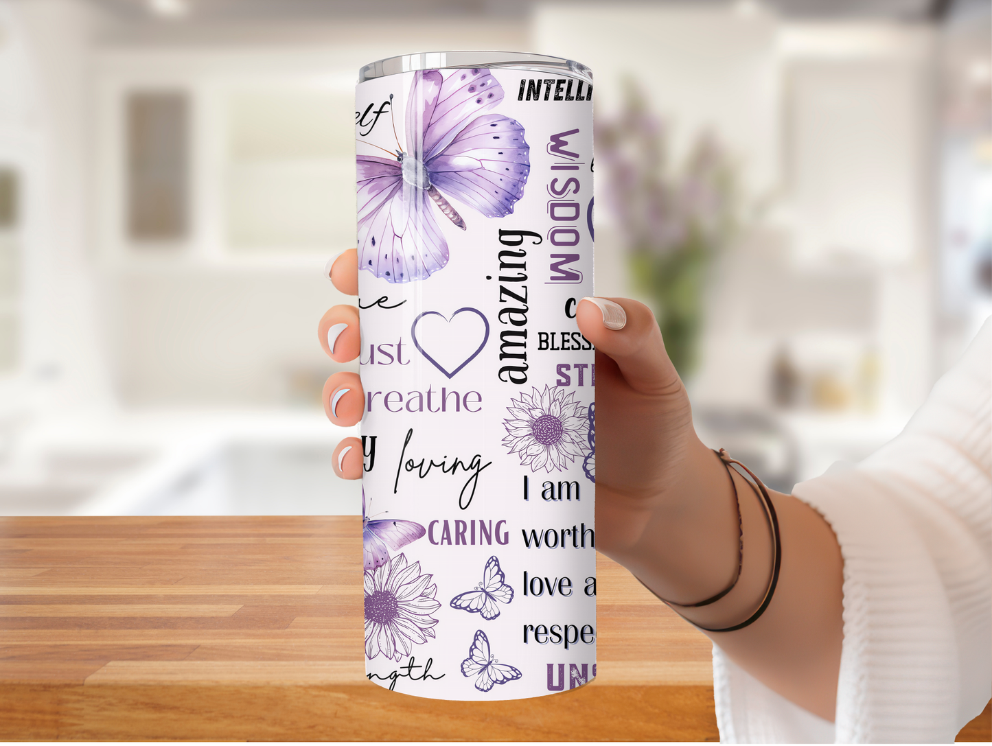 Purple Positivity Butterfly 20oz Tumbler