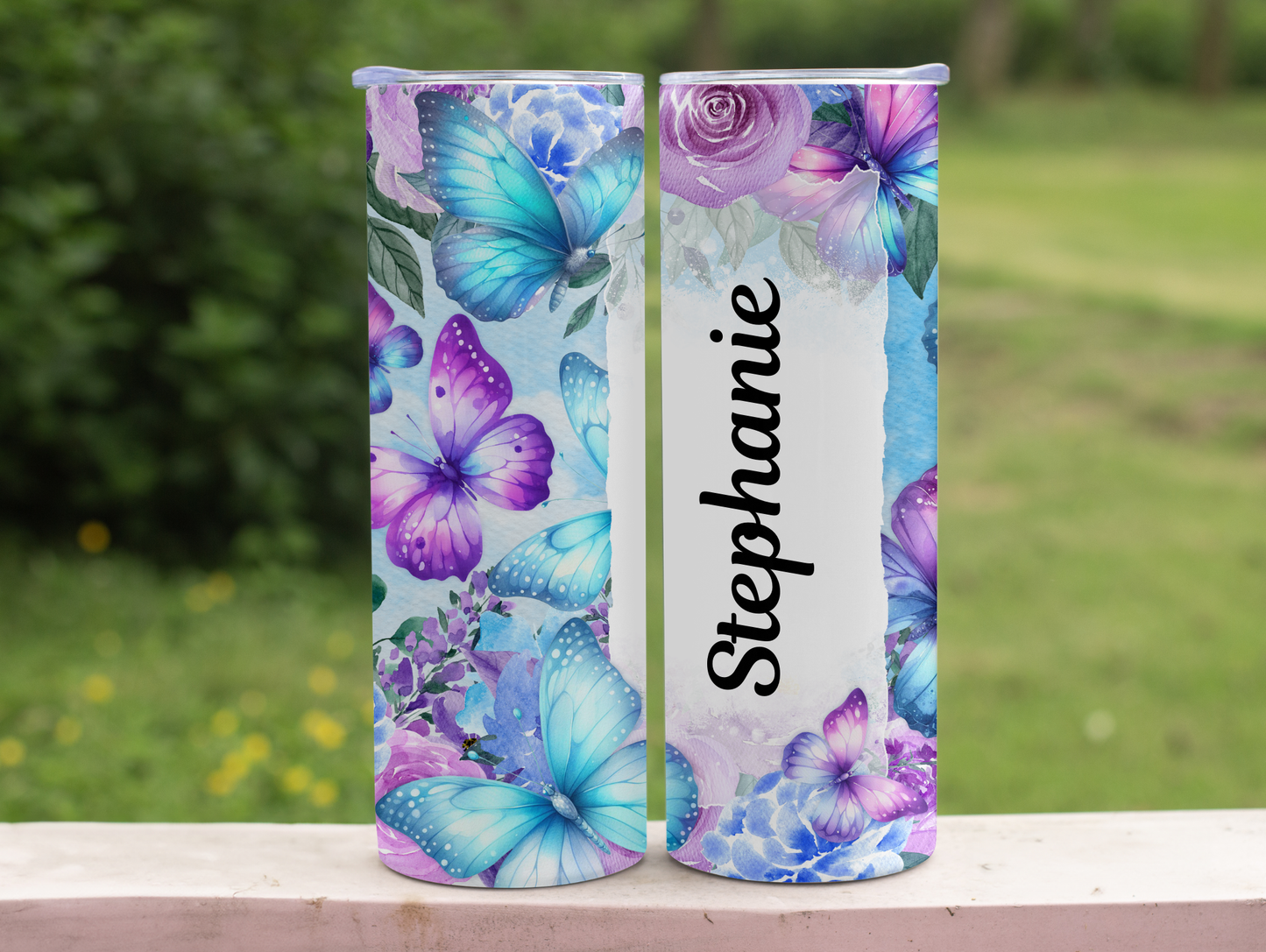 Purple Butterfly Personalized Tumbler