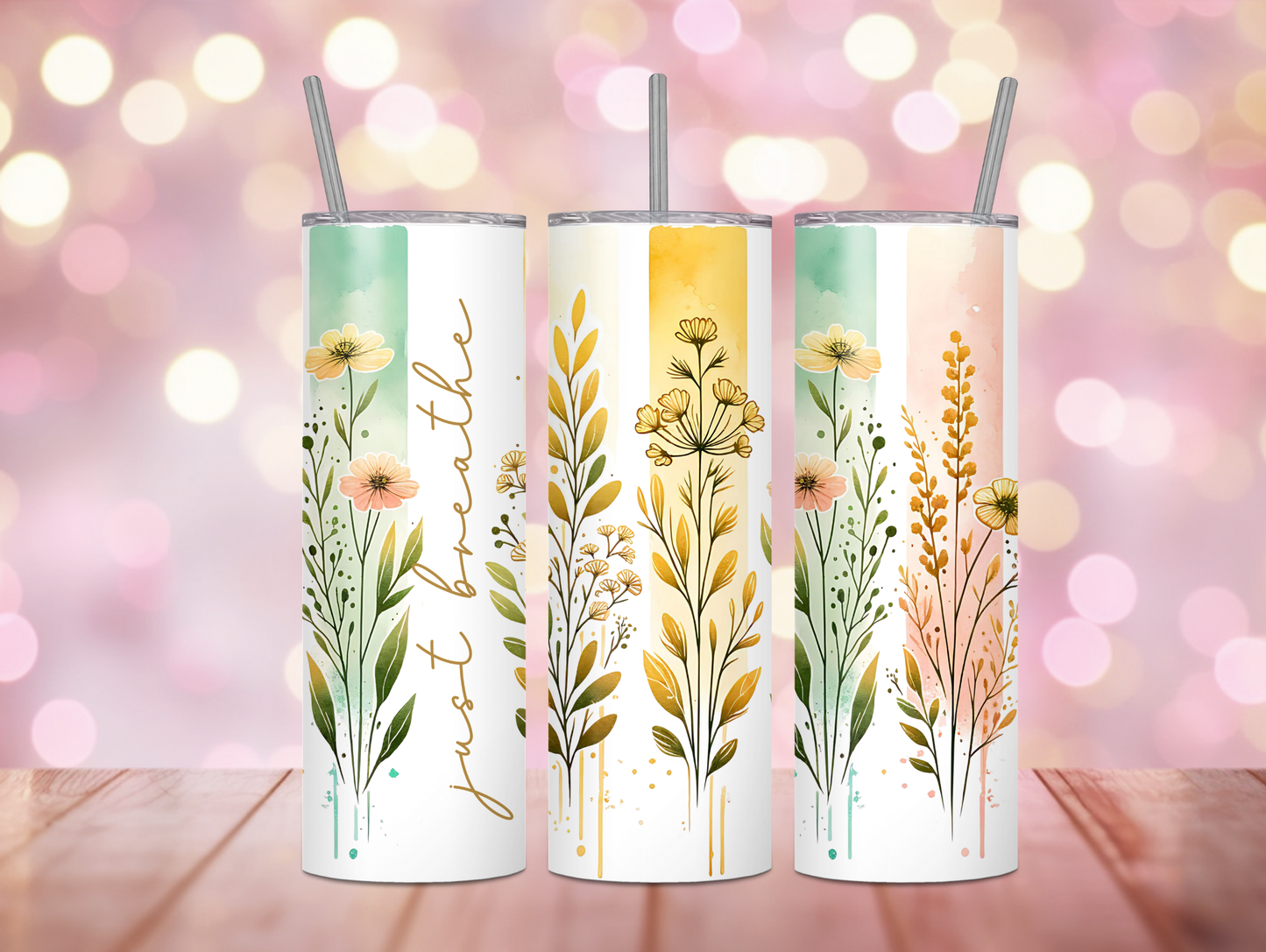 Just Breathe Flower 20oz Tumbler