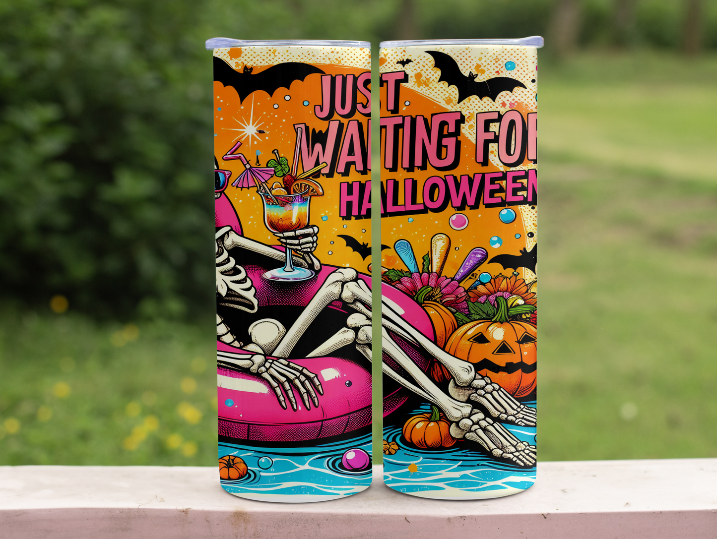Waiting For Halloween Skeleton-Tube 20oz Tumbler