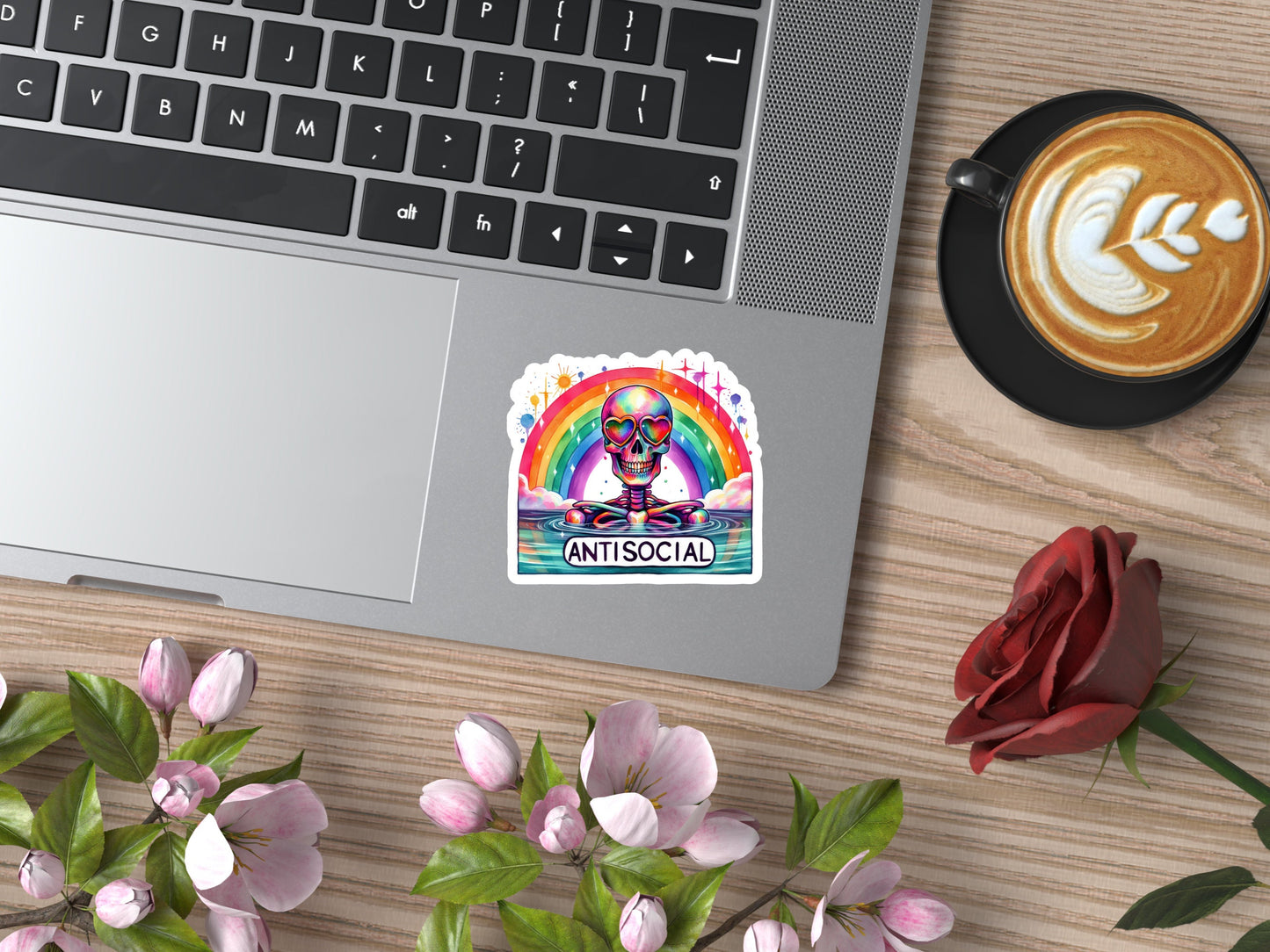 Anti Social Skeleton Rainbow Sticker