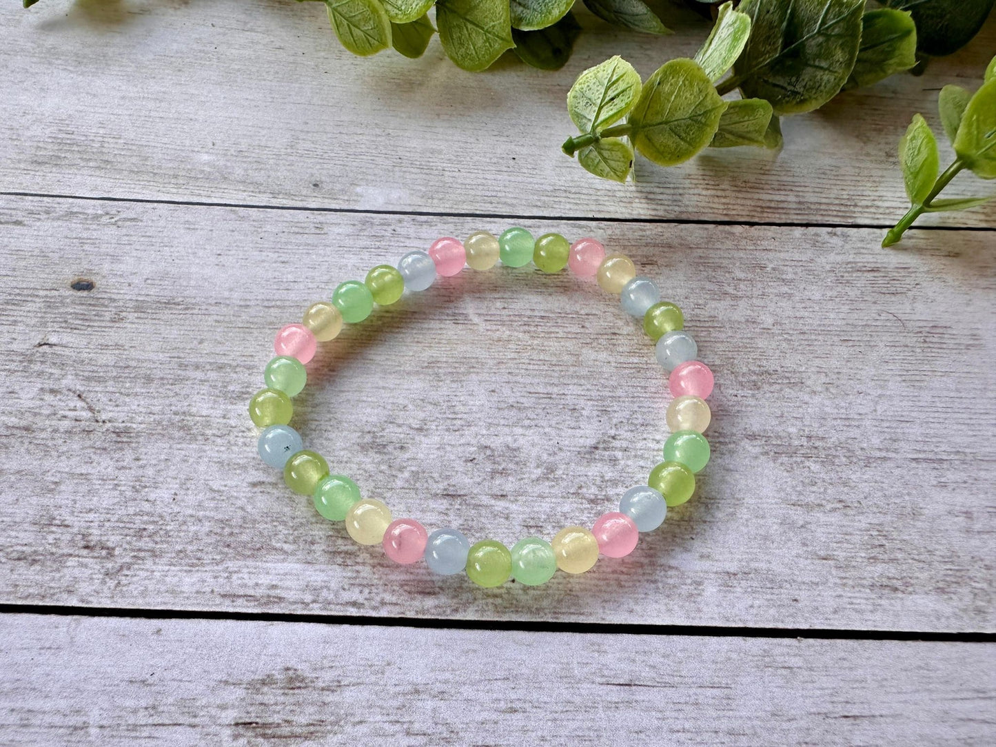 Single Strand Pastel Beaded Stretch Bracelet
