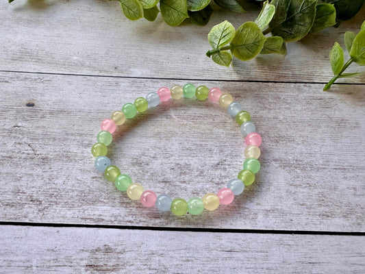 Single Strand Pastel Beaded Stretch Bracelet