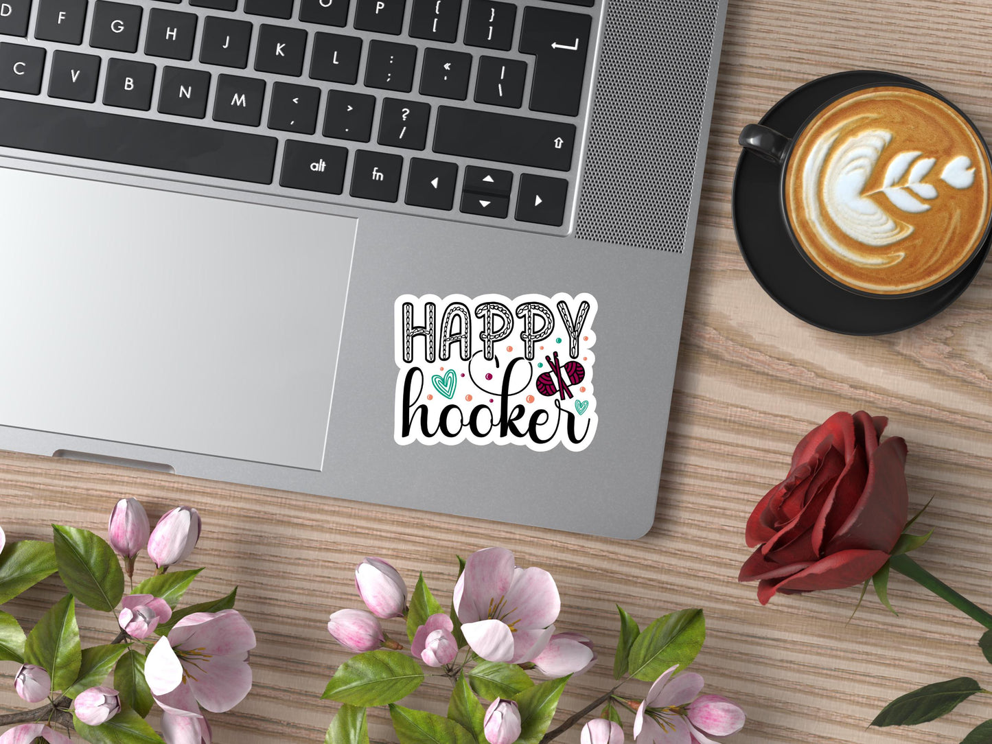 Happy Hooker Crochet Sticker
