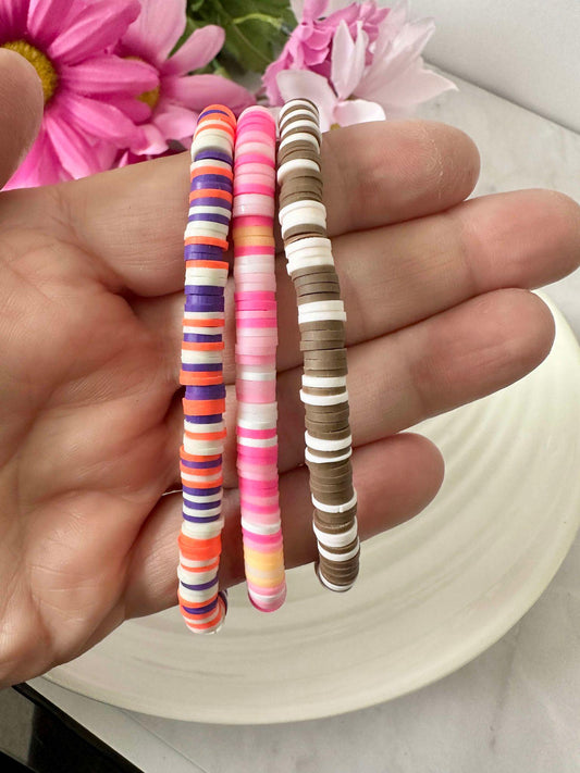 Single Strand Heishi Clay Stretch Bracelet