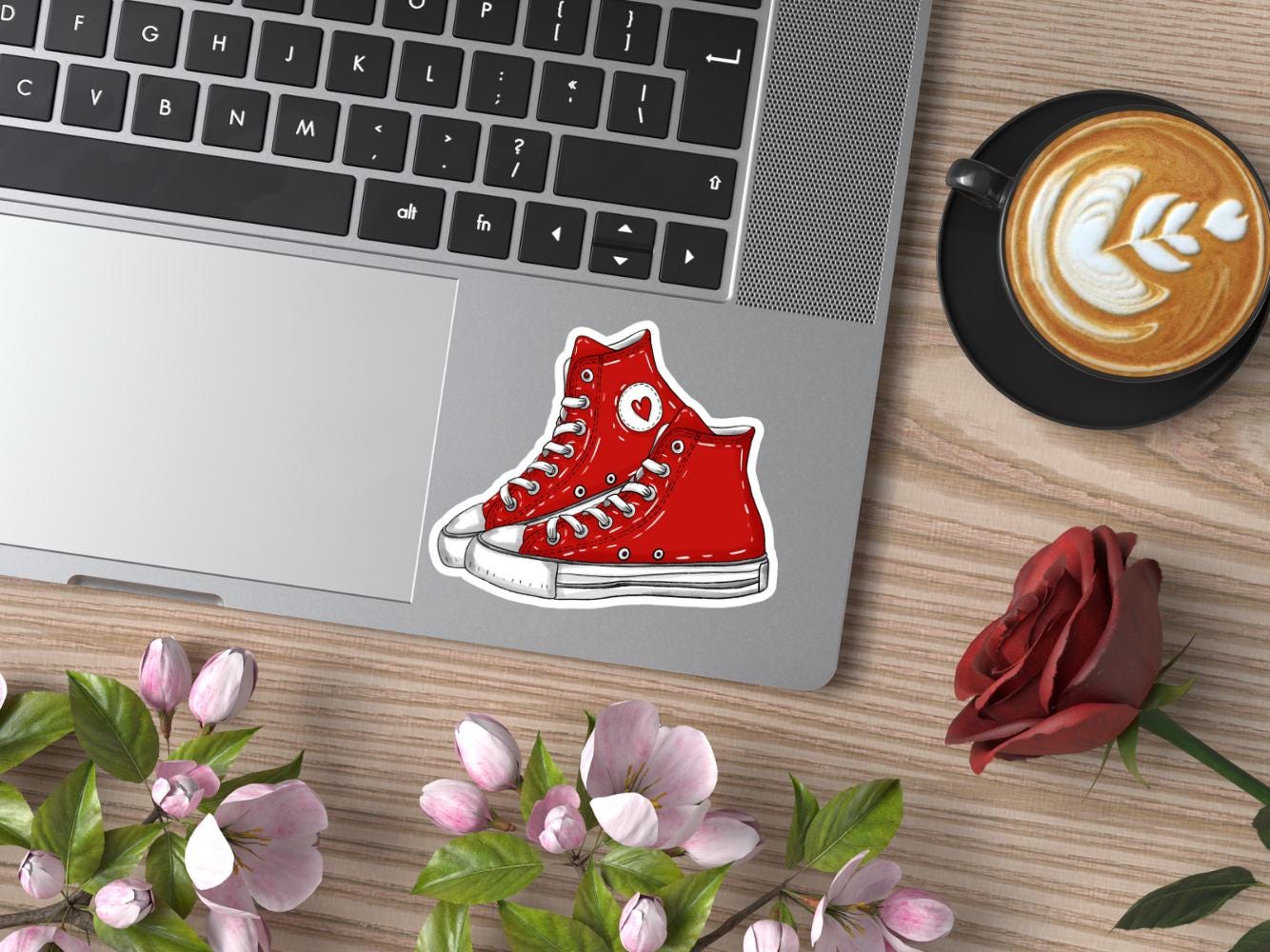 Red Sneakers Sticker: Laminated Vinyl Decal
