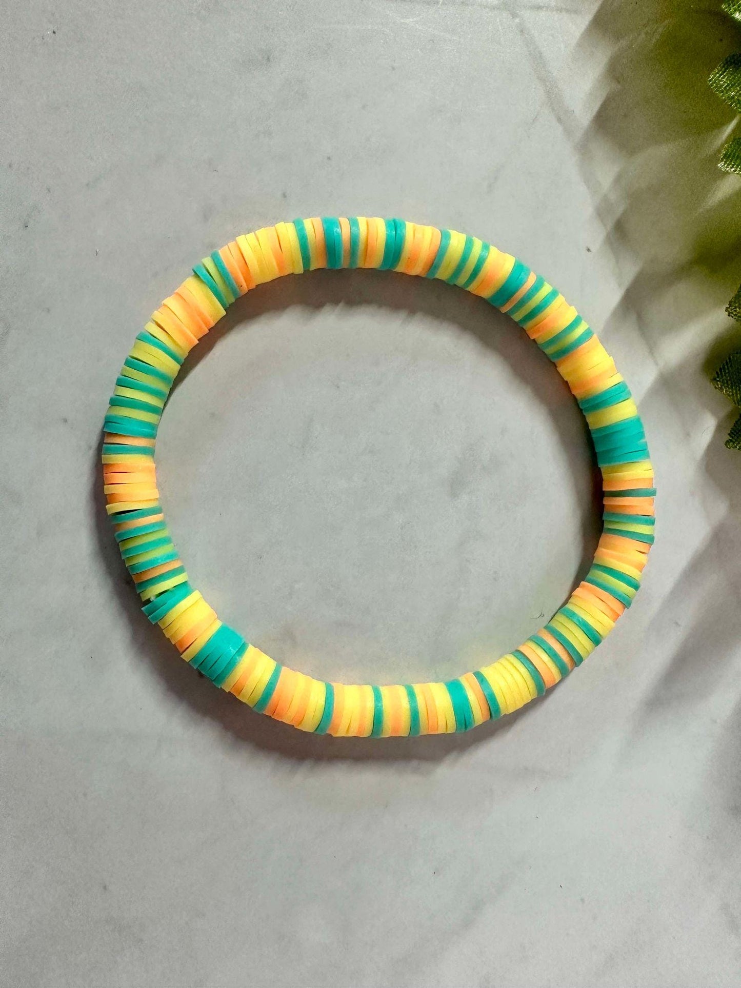 Single Strand Tropical Heishi Polymer Clay Bracelet