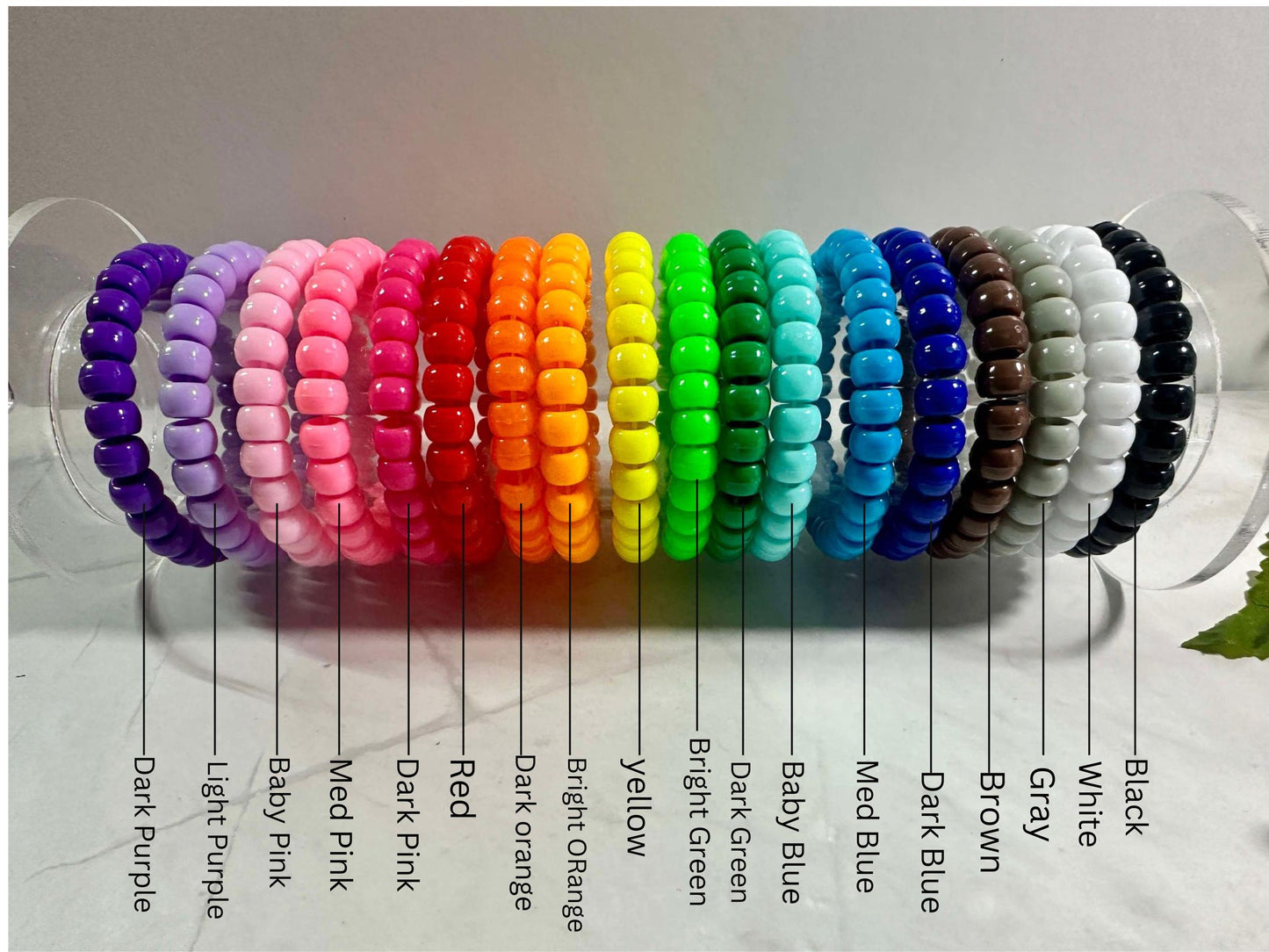Single Strand Pony Bead Stretch Bracelet: Solid Color Kids Bracelet