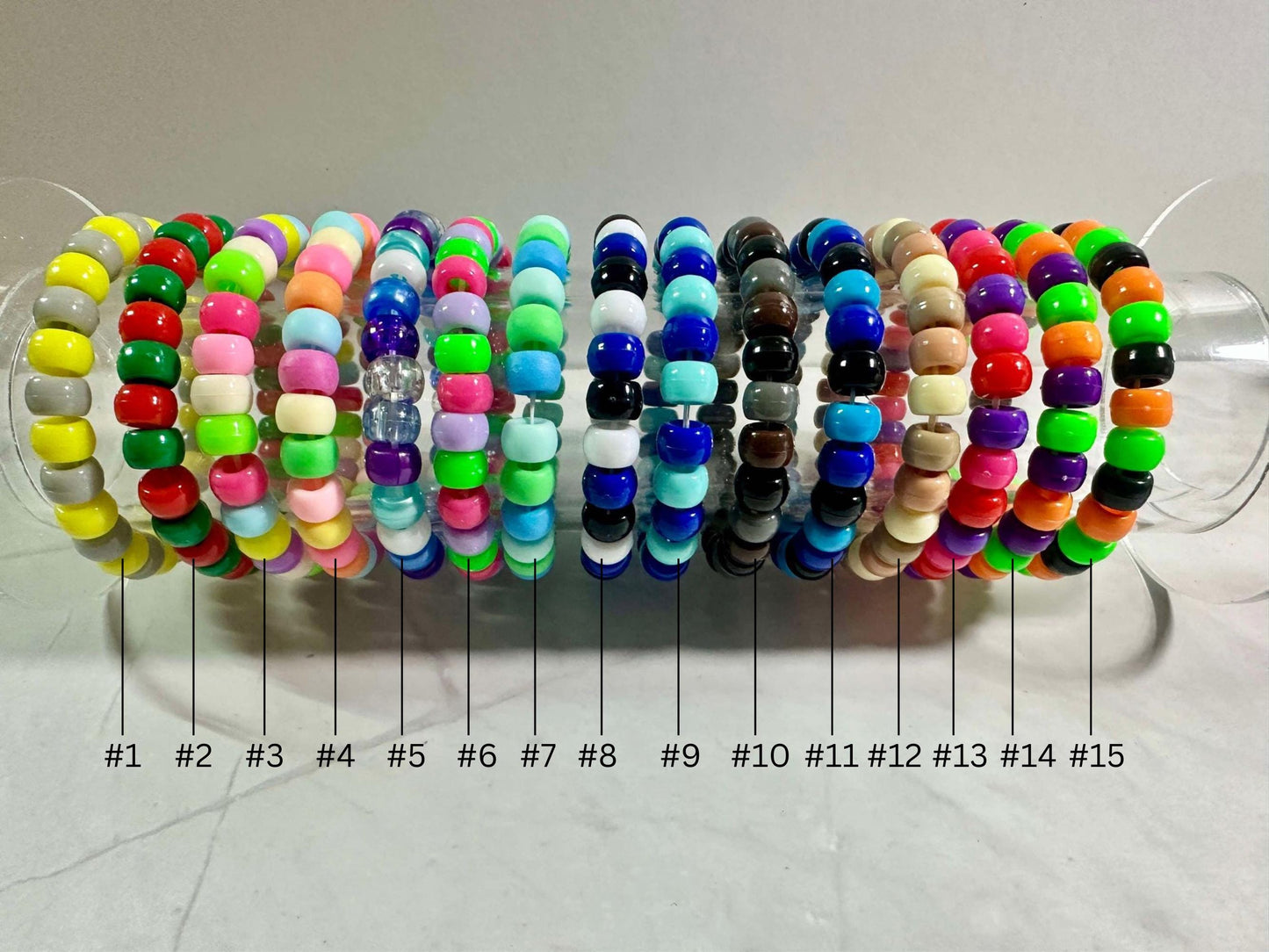 Single Strand Pony Bead Stretch Bracelet: Colorful Kidcore Stackable Bracelet