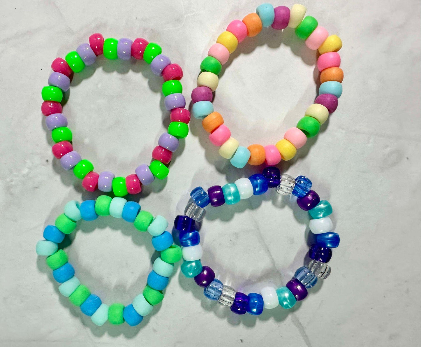 Single Strand Pony Bead Stretch Bracelet: Colorful Kidcore Stackable Bracelet