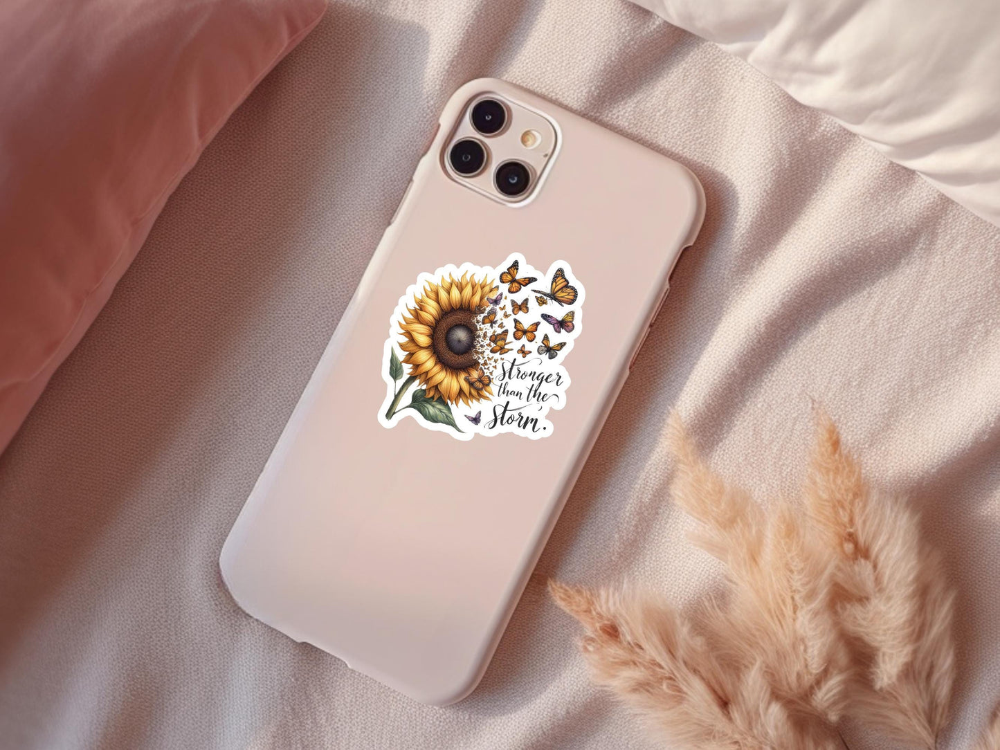 Sunflower Butterfly Stronger Than The Storm Sticker
