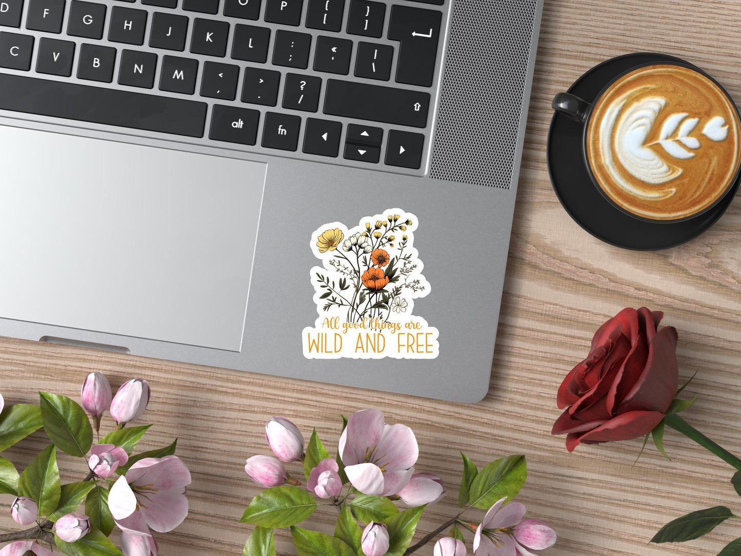 All Good Things Are Wild & Free Floral Sticker