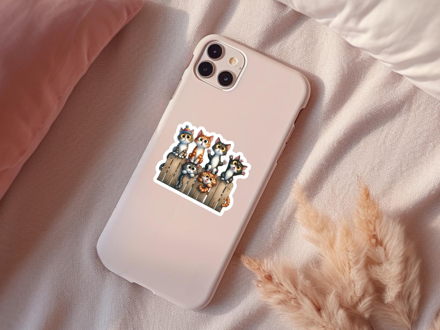 Cute Cats In Fence Sticker