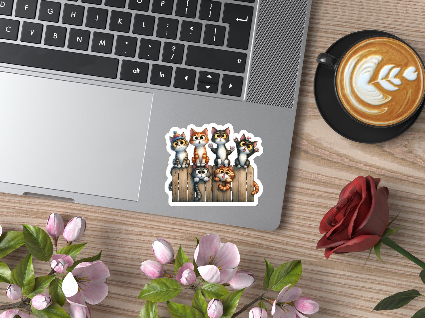 Cute Cats In Fence Sticker